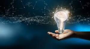 moderne lyspære i hånden til en person